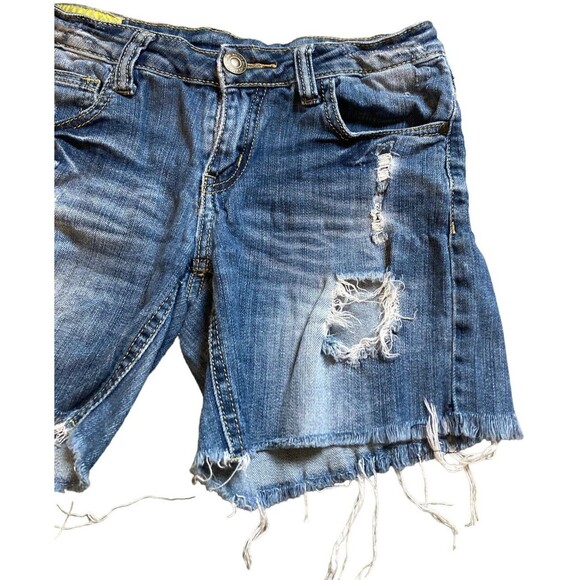 machine nouvelle mode distressed blue denim stretchy shorts M cotton beach boho - Picture 8 of 15